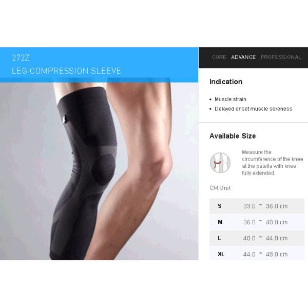 LP SUPPORT EMBIOZ LEG COMPRESSION SLEEVE BLACK  SIZE : M LP-272Z