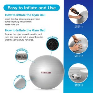 KETTLER GYMBALL 75 CM - BURGUNDY -134-120 - Image 10