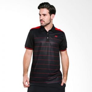 YONEX MEN POLO T-SHIRT BLACK HIGH RISK RED [PM-G017-893-28T-17-S] SIZE.L
