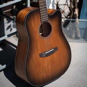 CORT Core-DC Mahogany Acoustic Electric Guitar - Open Pore Black Burst (OPBB) - Image 7