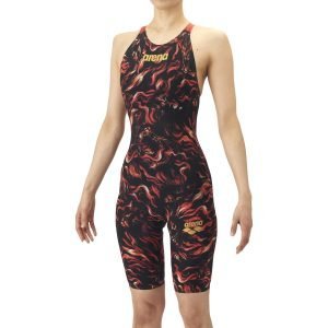 Arena INDOMITUS Aquaforce Storm Ladies Racing Half Spats AS5FRCS0L - Black Red - Image 1